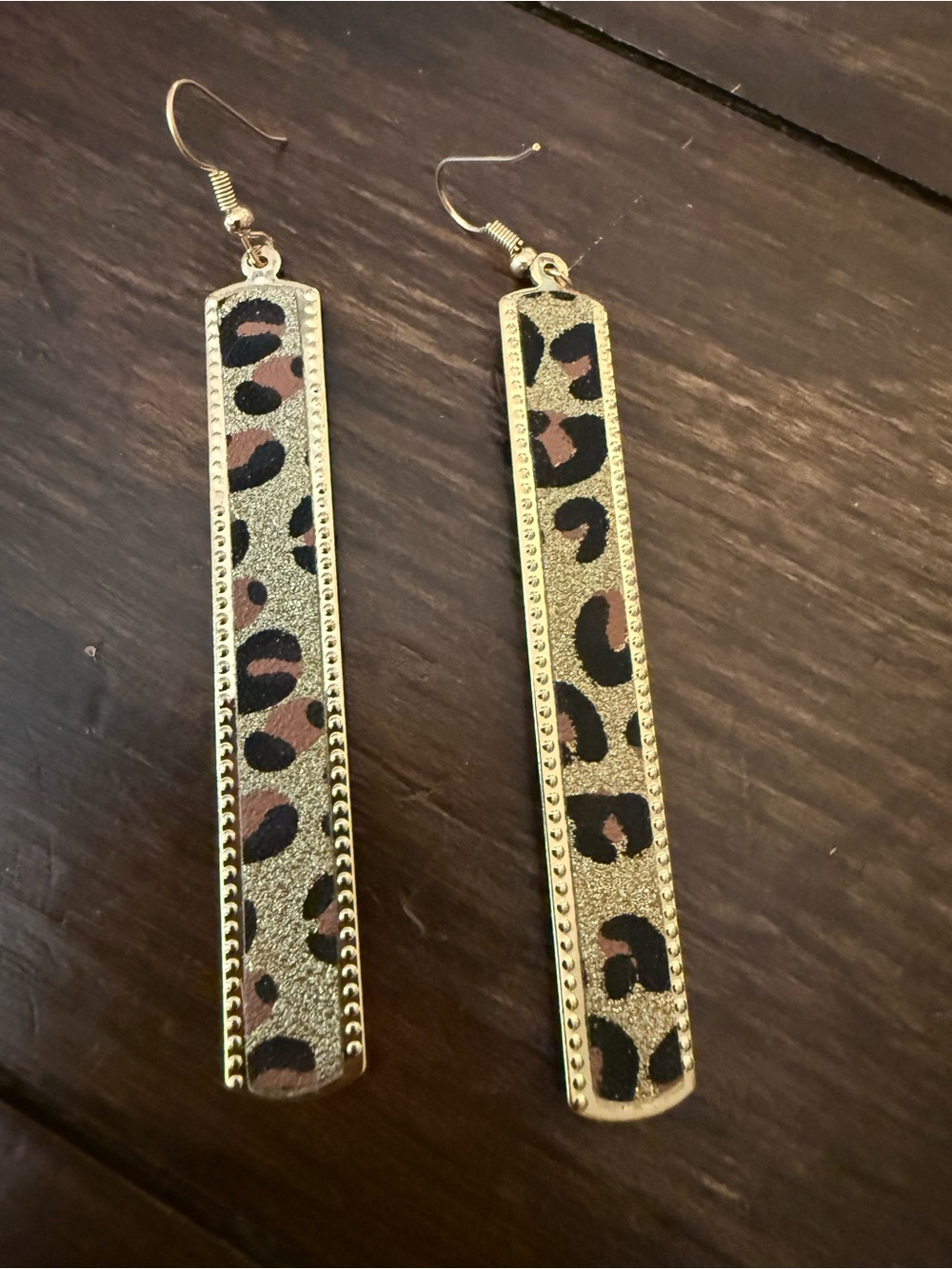 Gold Leopard Bar Drop Earrings - Women Jewelry